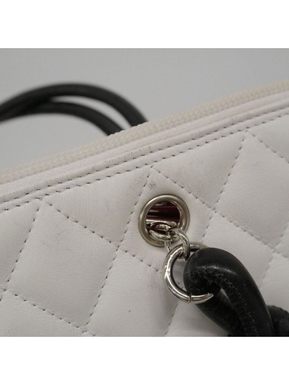 Chanel Tote Cambon Lambskin White Black Silver - Picture 7 of 10